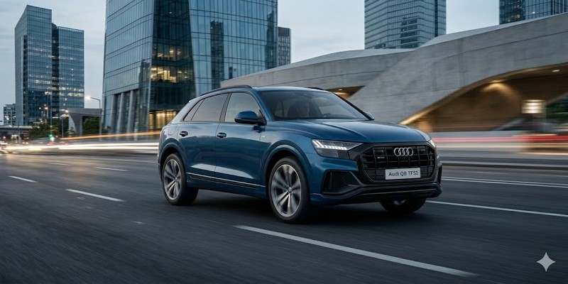 Audi Q8 vận hành trên đường phố hiện đại
